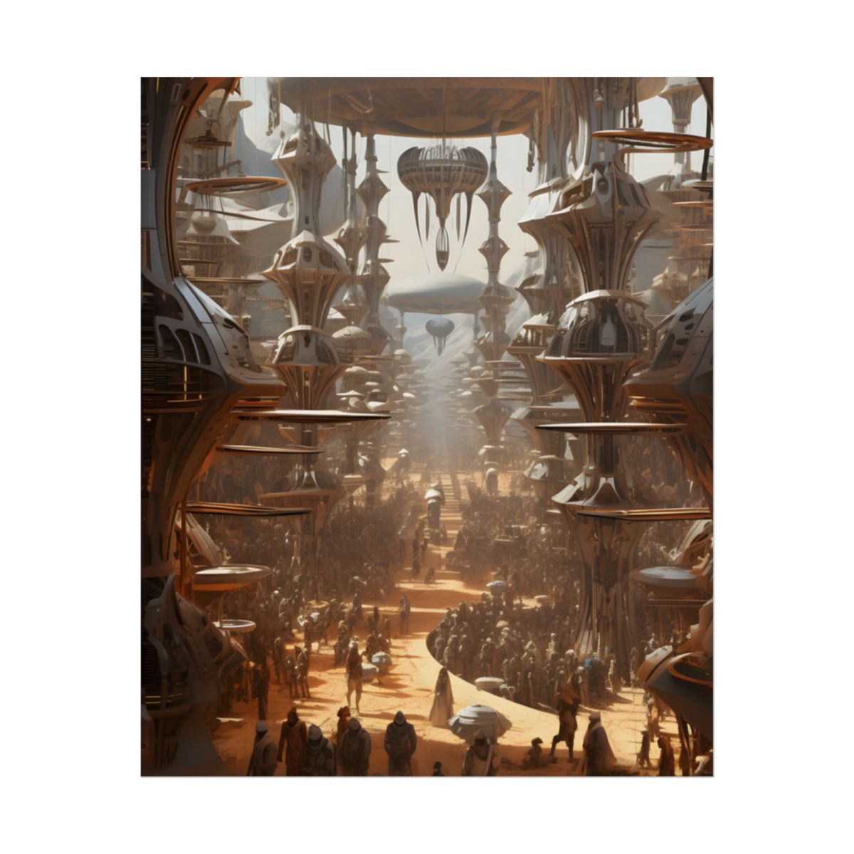 Futuristic Tribal Harmony: Urban Jungle Digital Art - Poster