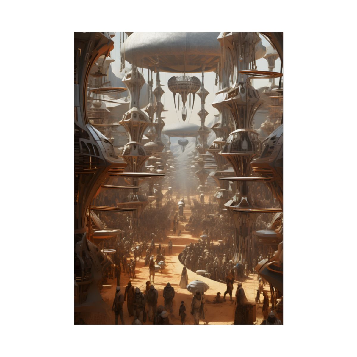 Futuristic Tribal Harmony: Urban Jungle Digital Art - Poster