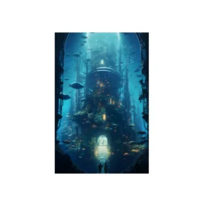Underwater Tower City Metal Poster
