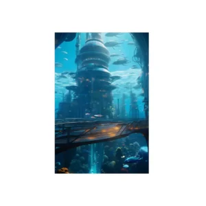 Underwater City Walkway Metal Poster