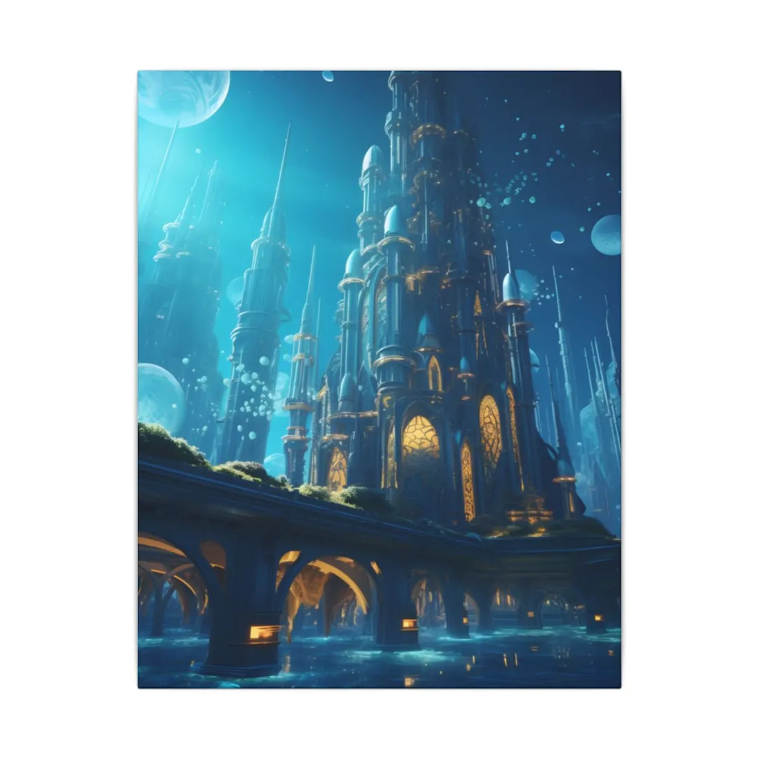 Futuristic Underwater City: Close-Up - Canvas