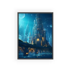 Luminous Spired Sea City Framed Poster