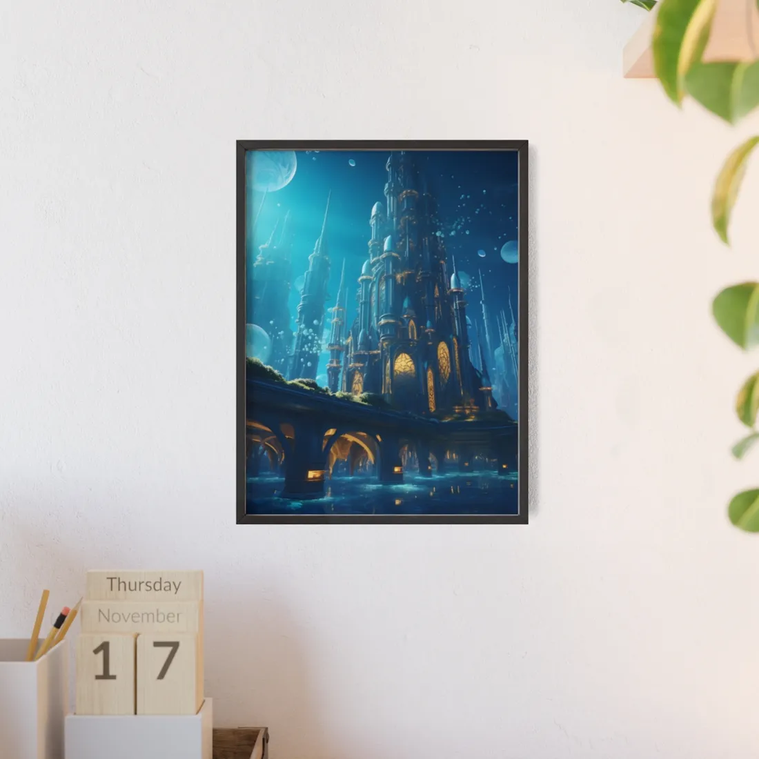 Futuristic Underwater City: Close-Up - Framed Poster