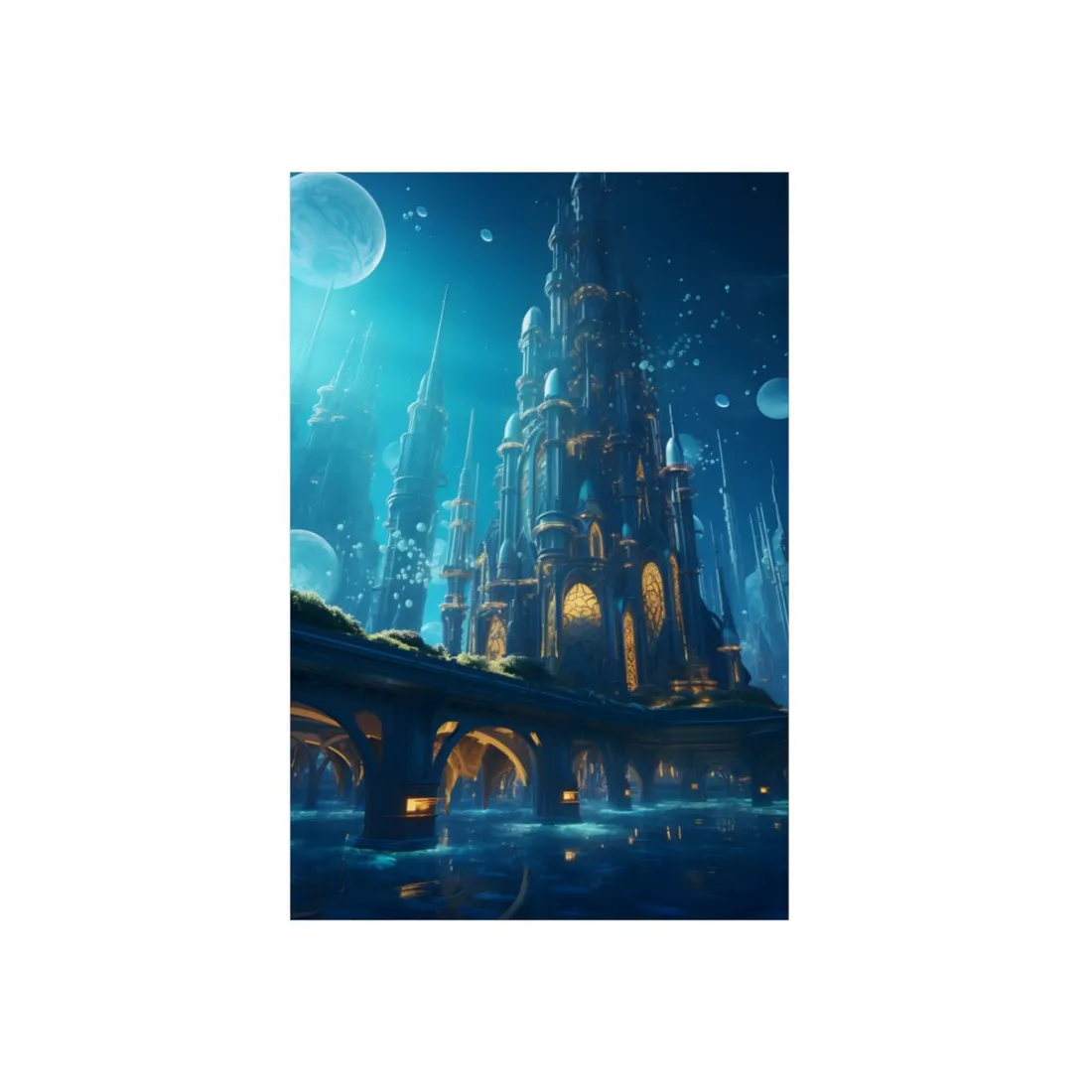 Futuristic Underwater City: Close-Up - Metal Poster