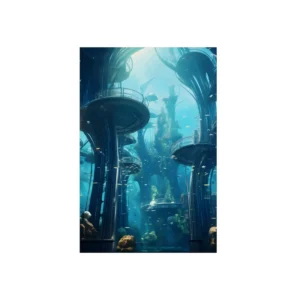 Underwater City with Towers Metal Poster