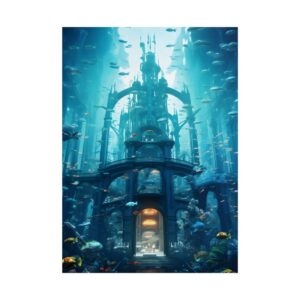 Underwater City with Fish Poster