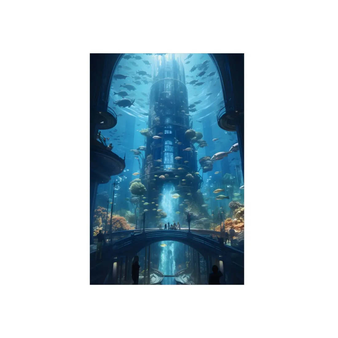 Futuristic Underwater City: Submerged Metropol Digital Art - Metal Poster
