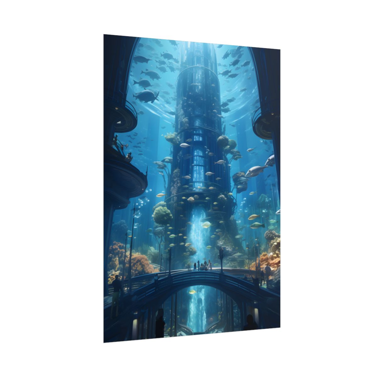 Futuristic Underwater City: Submerged Metropol Digital Art - Poster