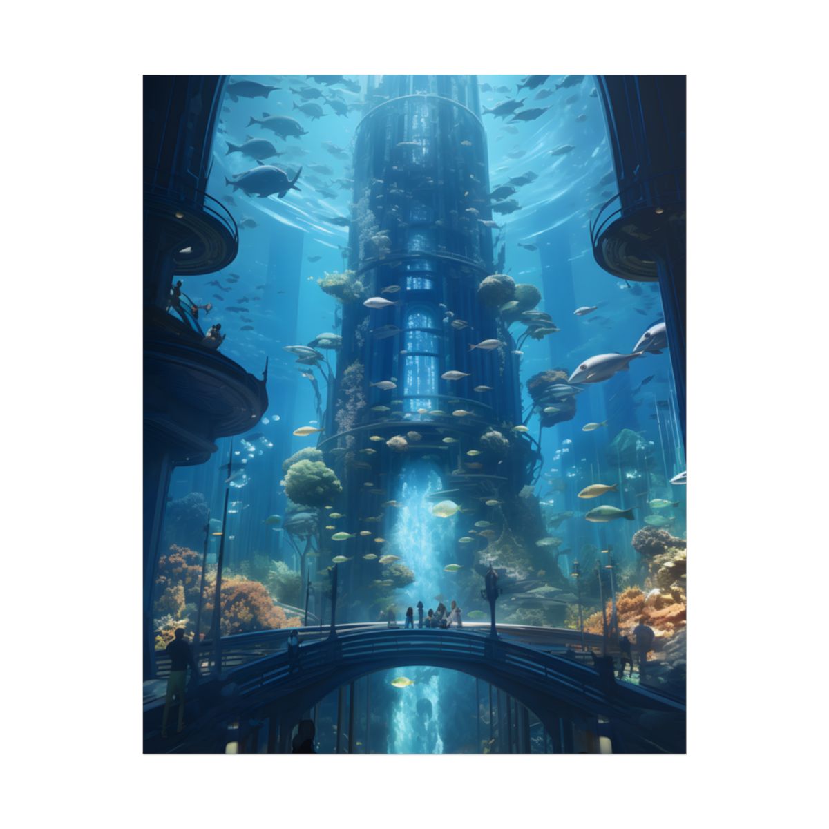 Futuristic Underwater City: Submerged Metropol Digital Art - Poster