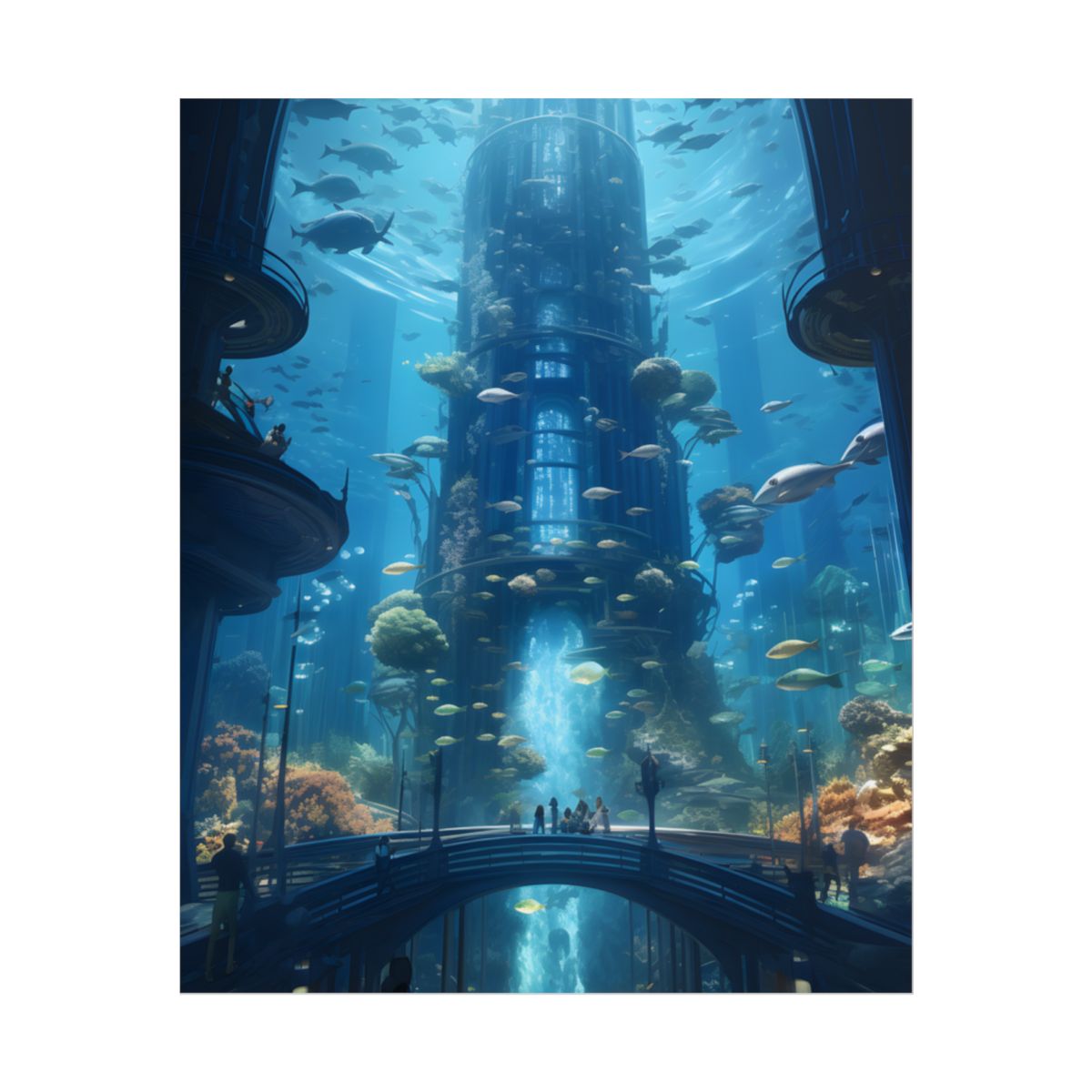 Futuristic Underwater City: Submerged Metropol Digital Art - Poster
