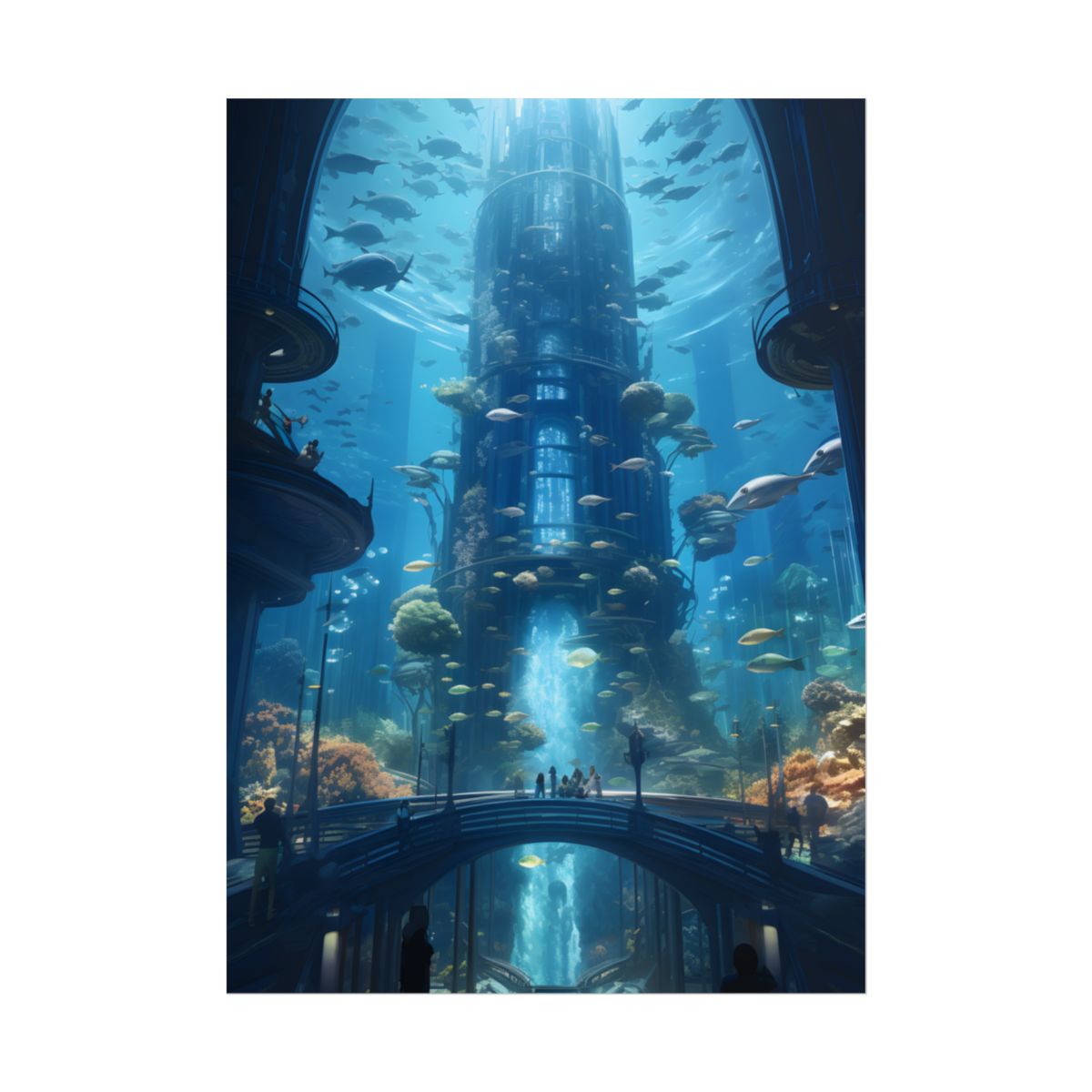 Futuristic Underwater City: Submerged Metropol Digital Art - Poster