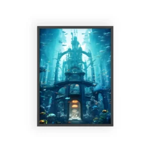 Underwater City with Fish Framed Poster