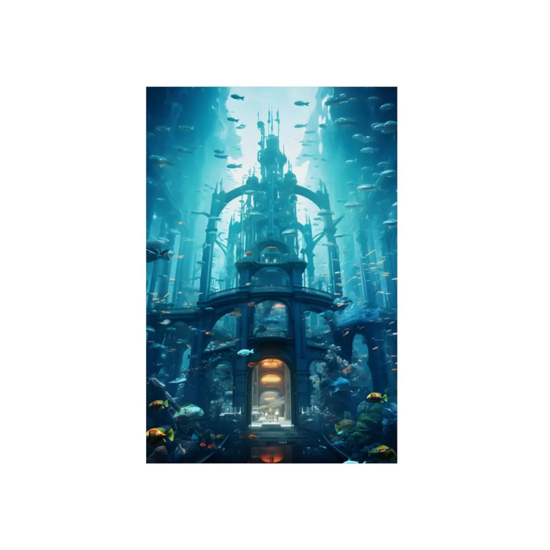 Futuristic Underwater City: Submerged Metropol - Metal Poster