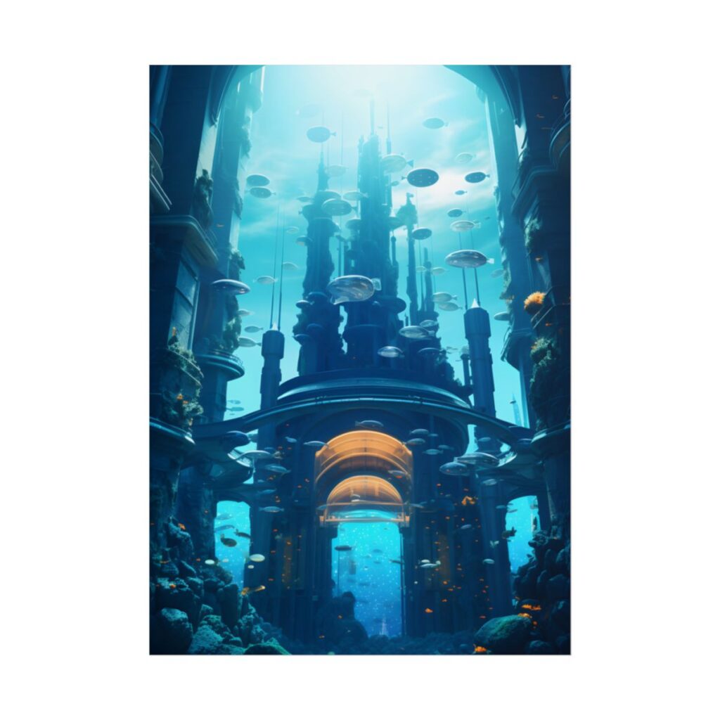 Futuristic Underwater Metropolis: Glass Cityscape - Poster
