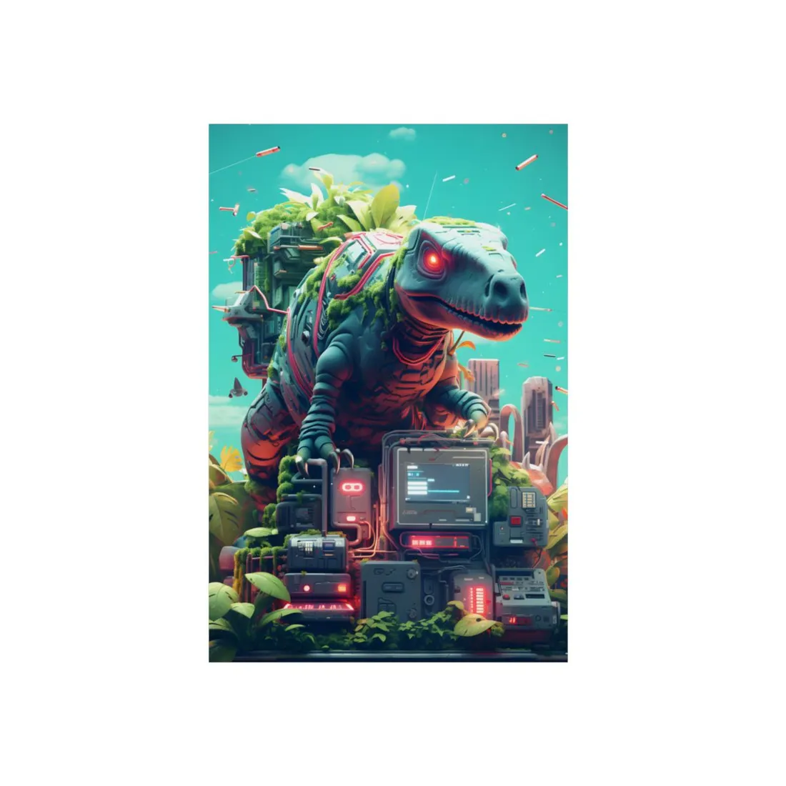 Futuristic Urban Cyber-Pets: Gamified Pixelated Friends - Metal Poster
