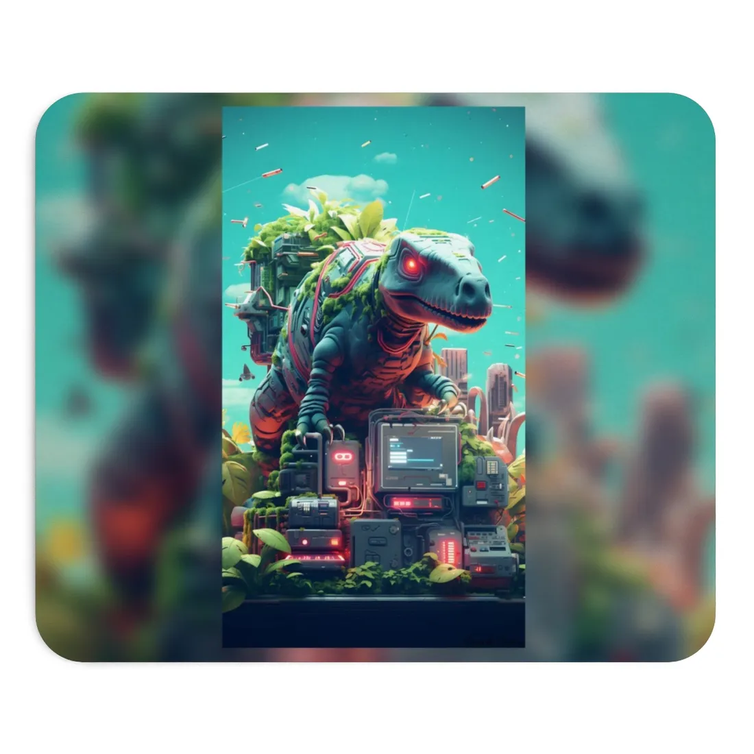 Futuristic Urban Cyber-Pets: Gamified Pixelated Friends - Mouse Pad