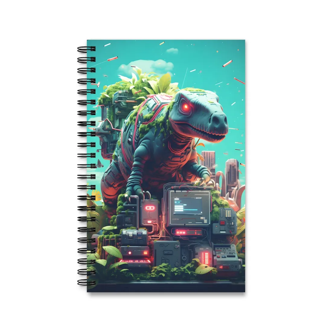 Futuristic Urban Cyber-Pets: Gamified Pixelated Friends - Spiral Notebook