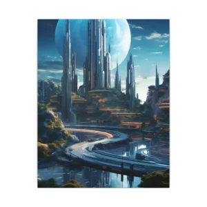 Spires Beneath Blue Planet Canvas Print