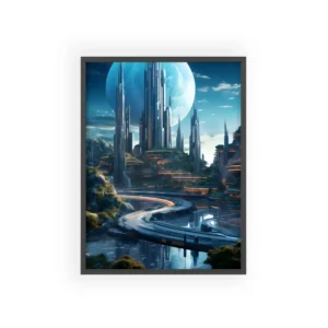 Spires Beneath Blue Planet Framed Poster
