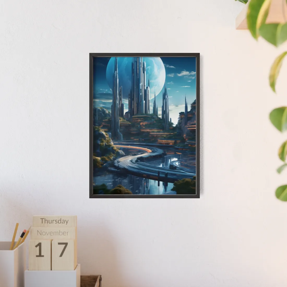 Futuristic Utopia: A Vision of Perfect yet Oppressed Society - Framed Poster