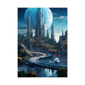 Spires Beneath Blue Planet Poster