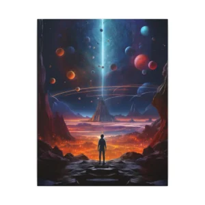 Figure Facing Alien Planet Landscape Canvas Print