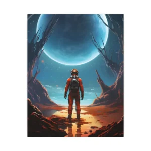 Astronaut Facing Blue Planet Canvas Print
