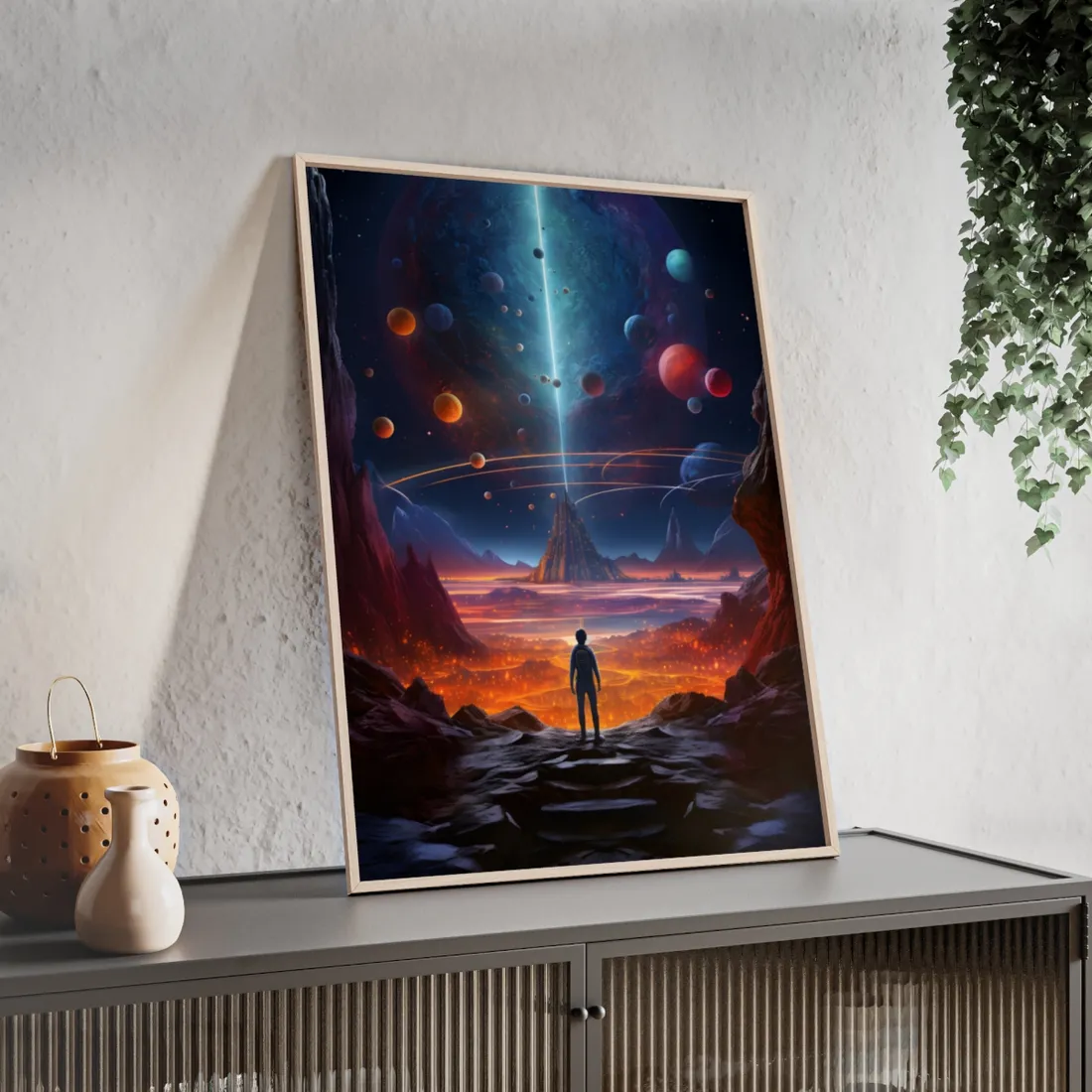 Futuristic Wilderness Explorer - Framed Poster