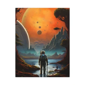 Astronaut on Alien Shoreline Canvas Print