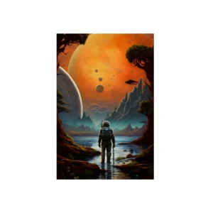Astronaut on Alien Shoreline Metal Poster