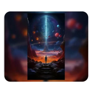 Figure Facing Alien Planet Landscape Mouse Pad