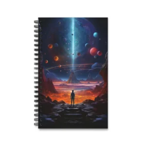 Figure Facing Alien Planet Landscape Spiral Notebook