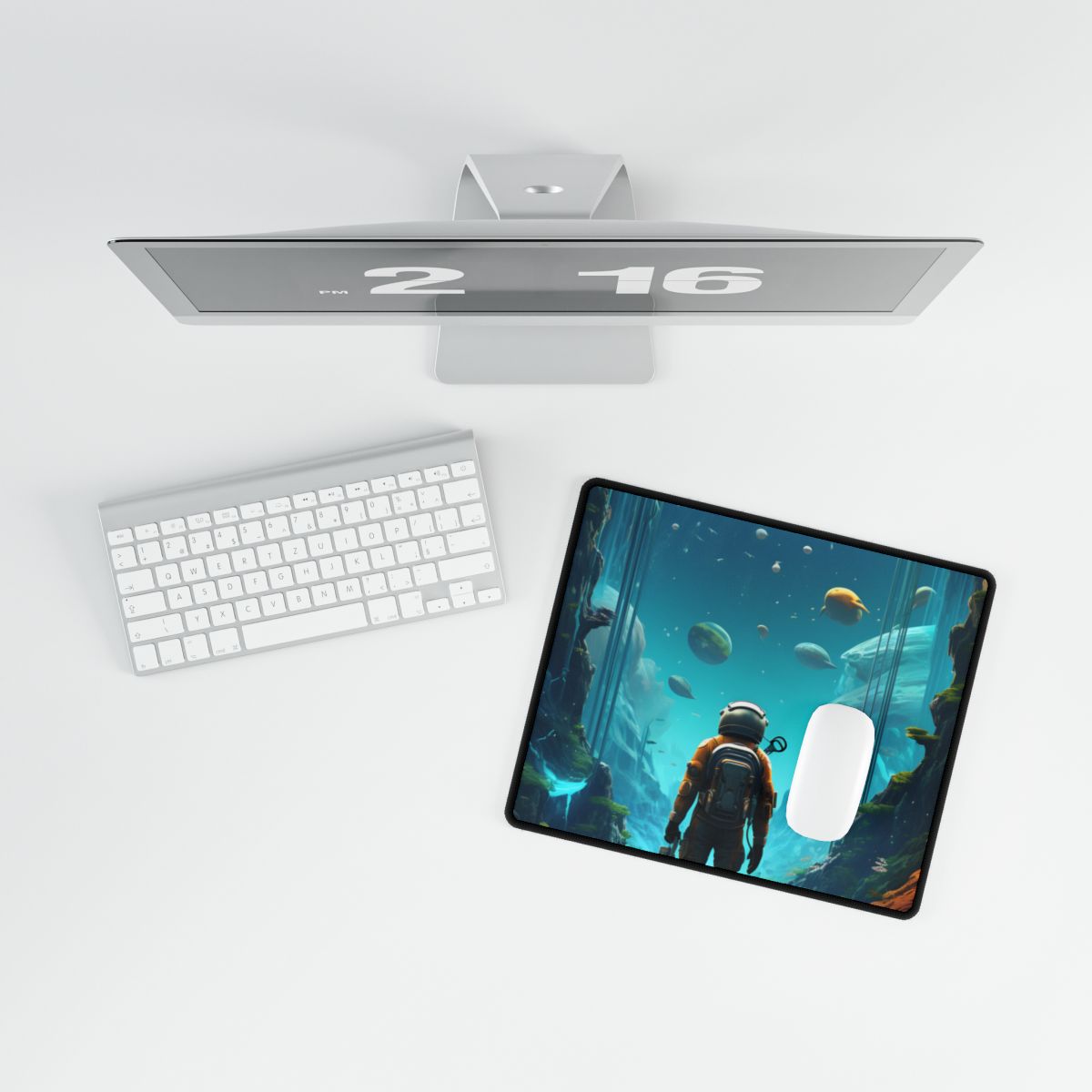 Futuristic Wilderness Explorer: Sci-fi Adventure Artwork - Desk Mat