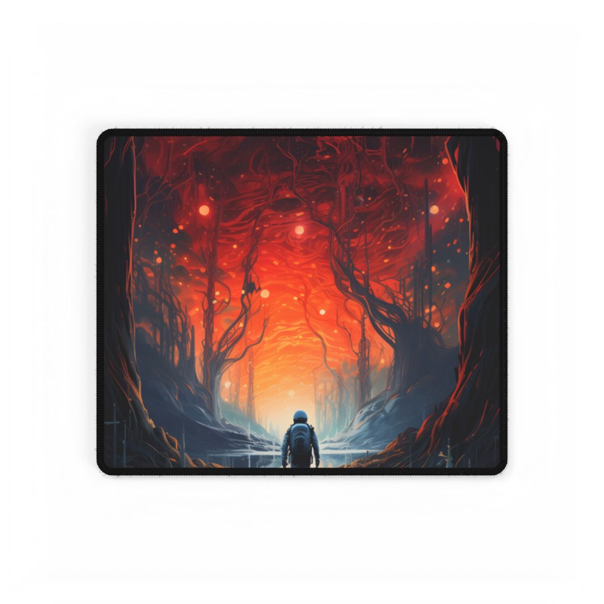 Futuristic Wilderness Explorer: Sci-Fi Adventure Digital Art - Desk Mat