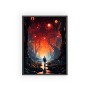 Walk Through Crimson Forest Framed Poster