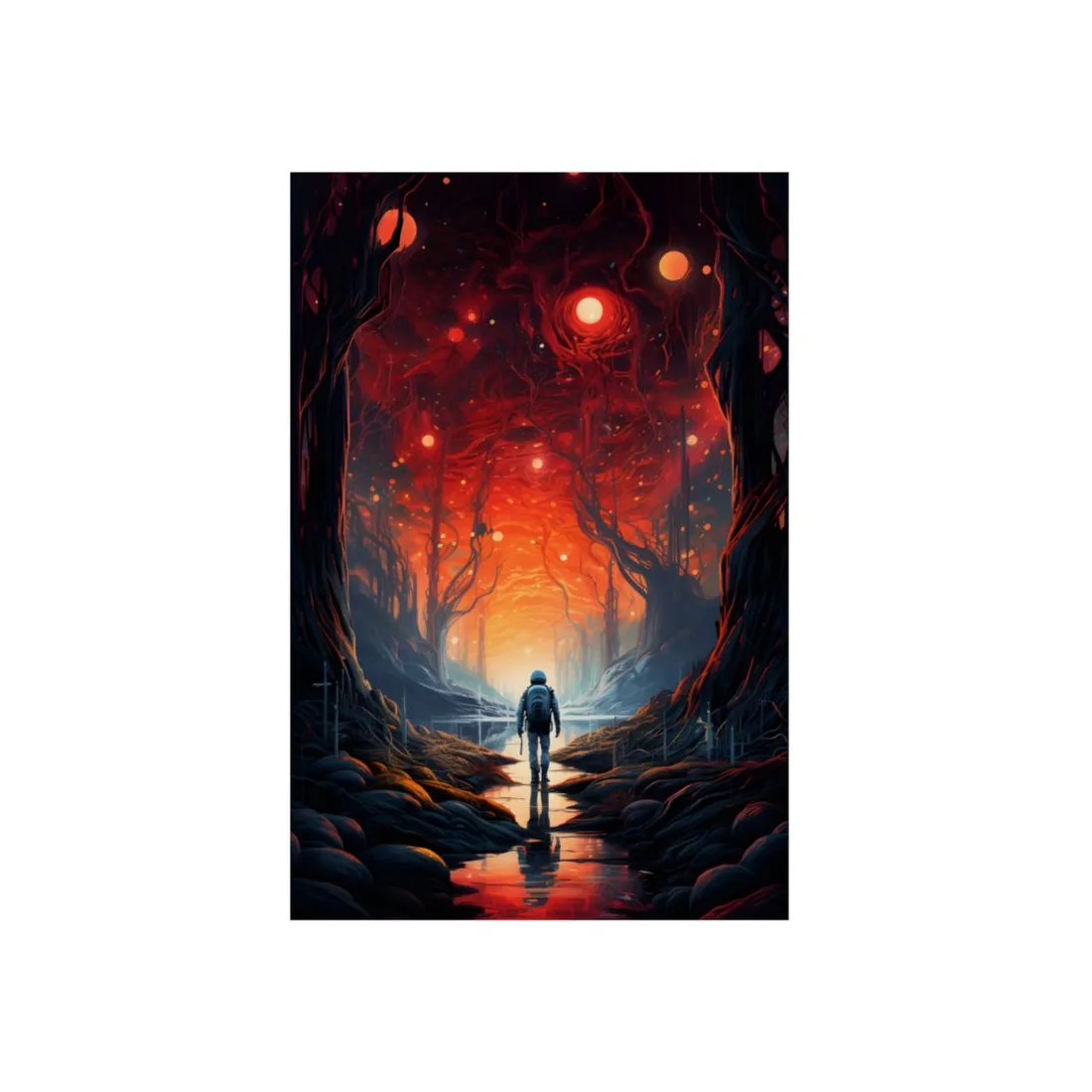Futuristic Wilderness Explorer: Sci-Fi Adventure Digital Art - Metal Poster
