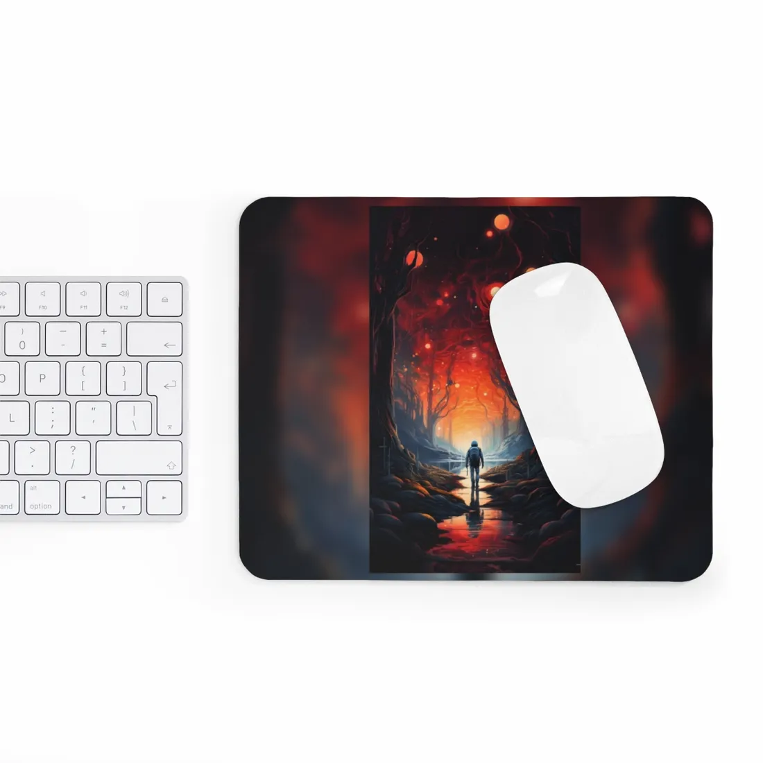 Futuristic Wilderness Explorer: Sci-Fi Adventure Digital Art - Mouse Pad