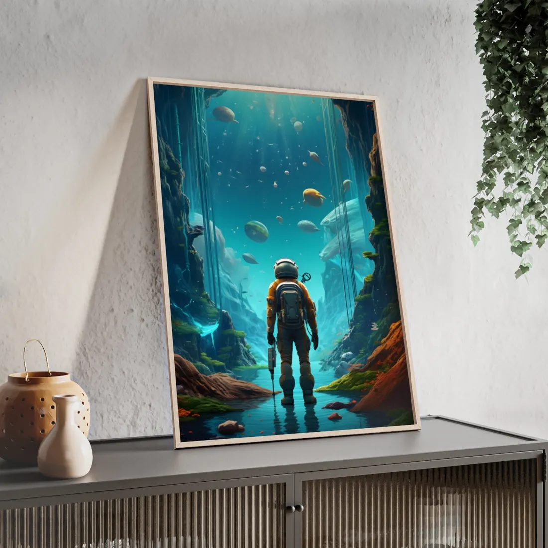 Futuristic Wilderness Explorer: Sci-fi Adventure - Framed Poster