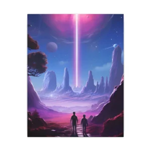 Walkers Beneath the Pink Sky Canvas Print