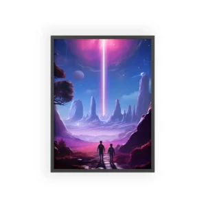 Walkers Beneath the Pink Sky Framed Poster
