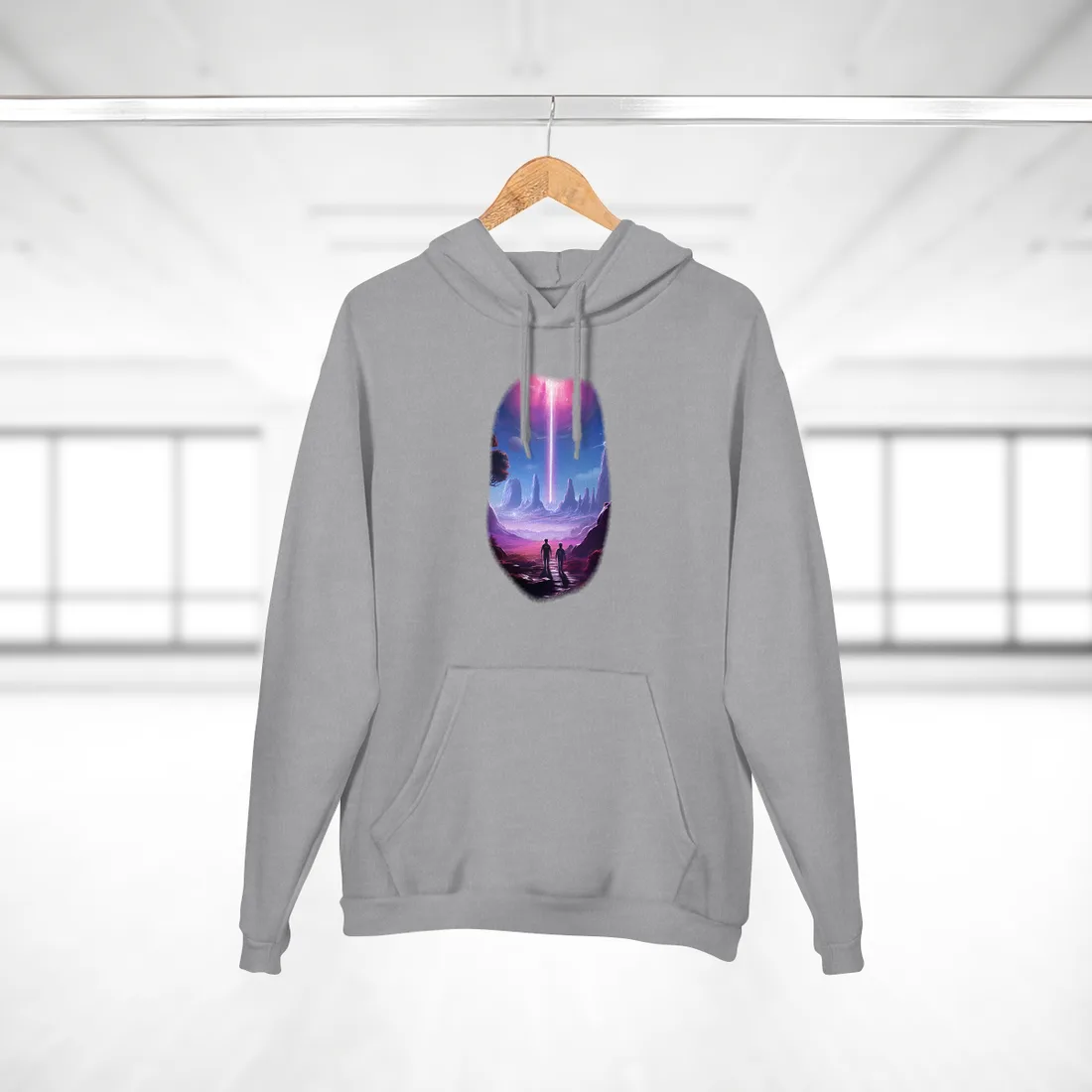 Futuristic Wilderness Explorer: Sci-Fi Artwork with Advanced Tool Hoodie - Hoodie (Heather Grey)