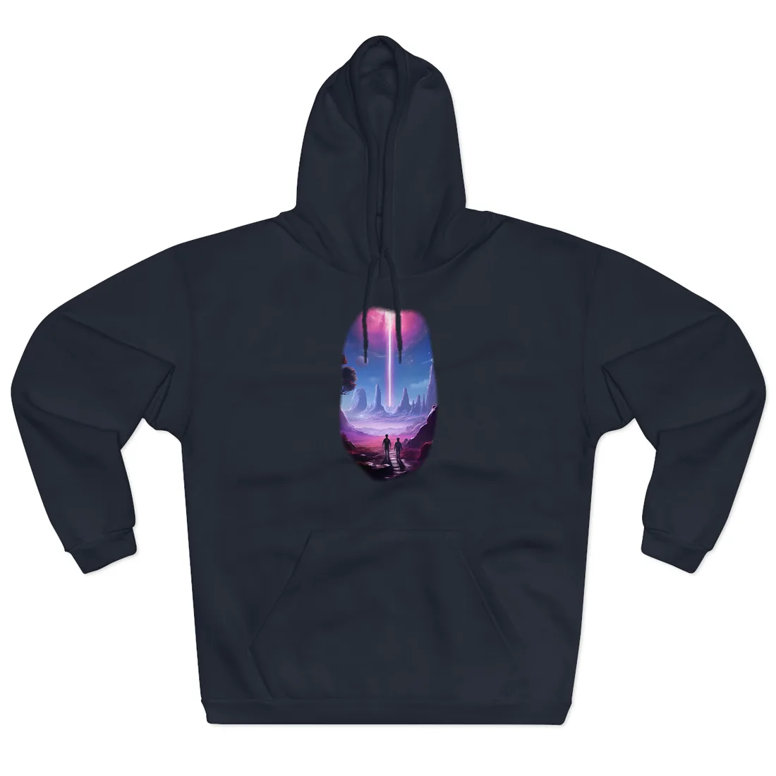 Futuristic Wilderness Explorer: Sci-Fi Artwork with Advanced Tool Hoodie - Hoodie (Navy)
