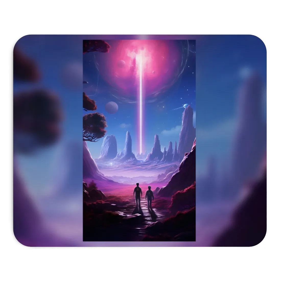Futuristic Wilderness Explorer: Sci-Fi Artwork with Advanced Tool - Mouse Pad