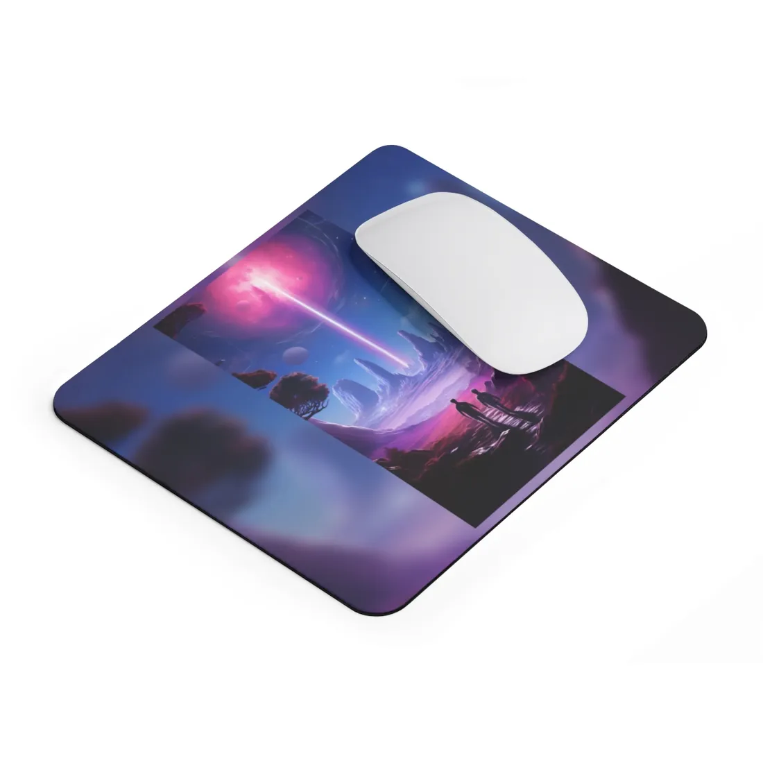 Futuristic Wilderness Explorer: Sci-Fi Artwork with Advanced Tool - Mouse Pad