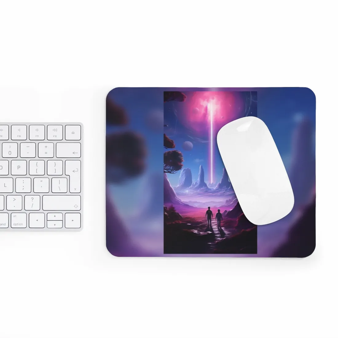 Futuristic Wilderness Explorer: Sci-Fi Artwork with Advanced Tool - Mouse Pad