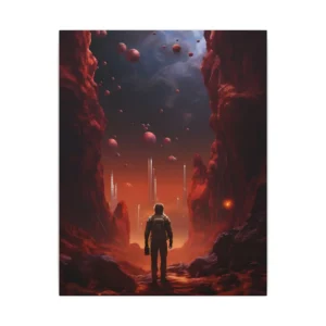 Astronaut in Red Canyon Canvas Print