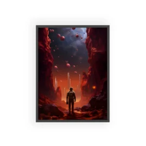 Astronaut in Red Canyon Framed Poster