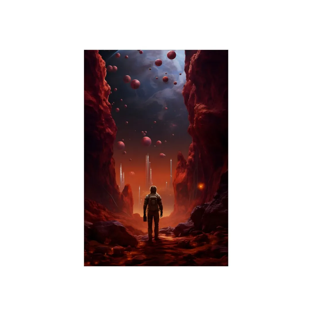 Futuristic Wilderness Explorer: Sci-Fi Space Adventure Art - Metal Poster
