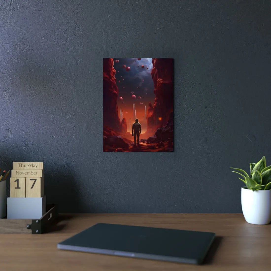 Futuristic Wilderness Explorer: Sci-Fi Space Adventure Art - Metal Poster