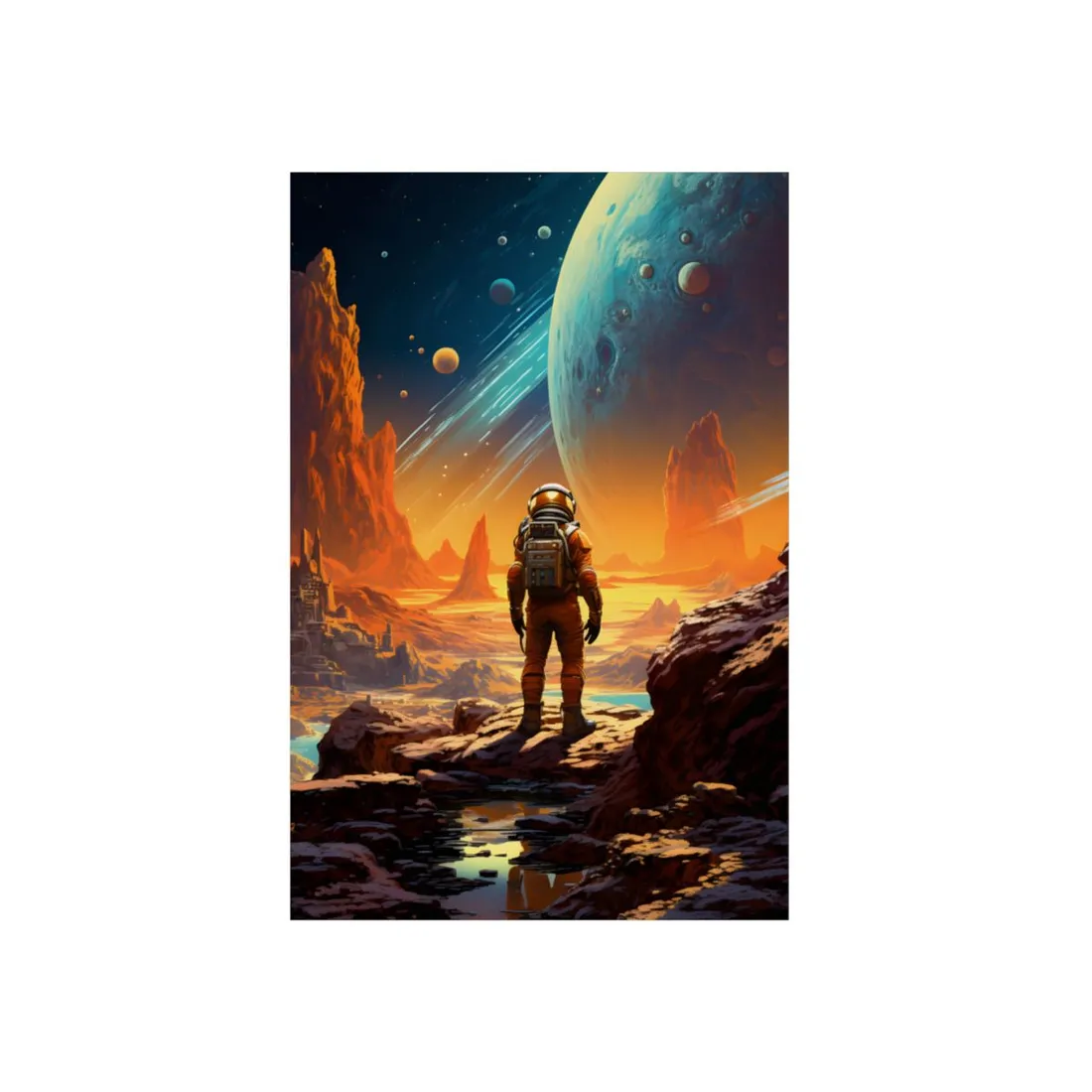 Futuristic Wilderness Explorer: Solo Journey in the Unknown - Metal Poster
